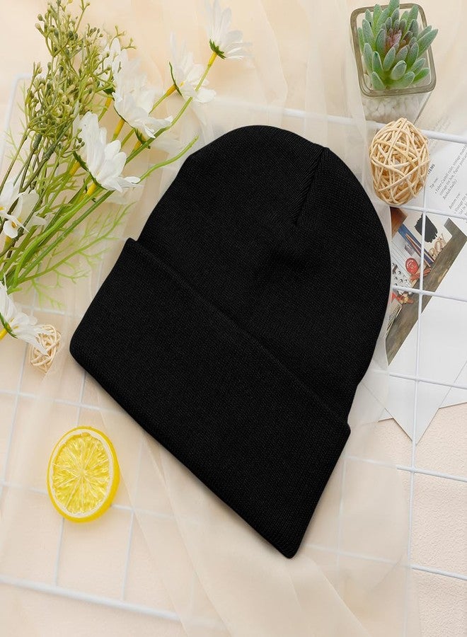 QPIXVB Black Beanie,Winter Beanie Hats for Women Men,Christmas Stocking Stuffers Under 10 Dollars for Teens Dad Mom,White Elephant Gifts for Adults,Camping Hiking Gift,Brimless Hat - Image 2